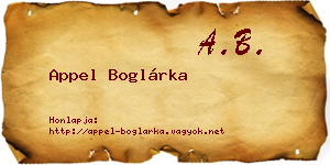 Appel Boglárka névjegykártya