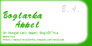 boglarka appel business card